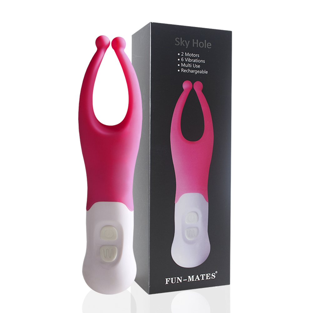 Vibrador de silicona de doble punto de contacto en forma de U