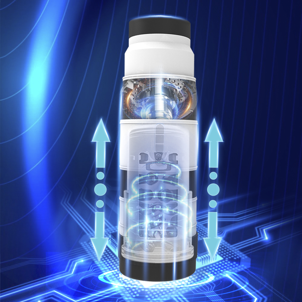 Masturbador masculino interactivo con funciones de rotaci&oacute;n y vibraci&oacute;n.