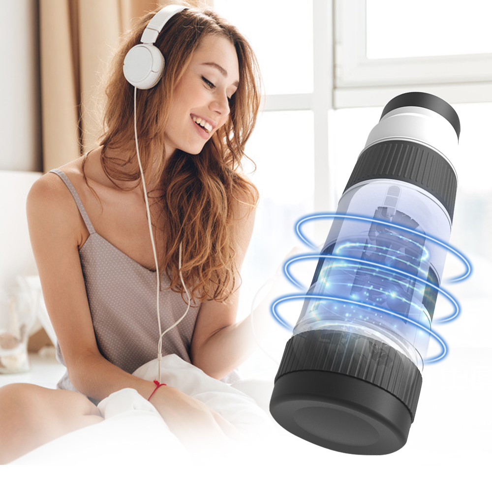 Masturbador masculino interactivo con funciones de rotaci&oacute;n y vibraci&oacute;n.