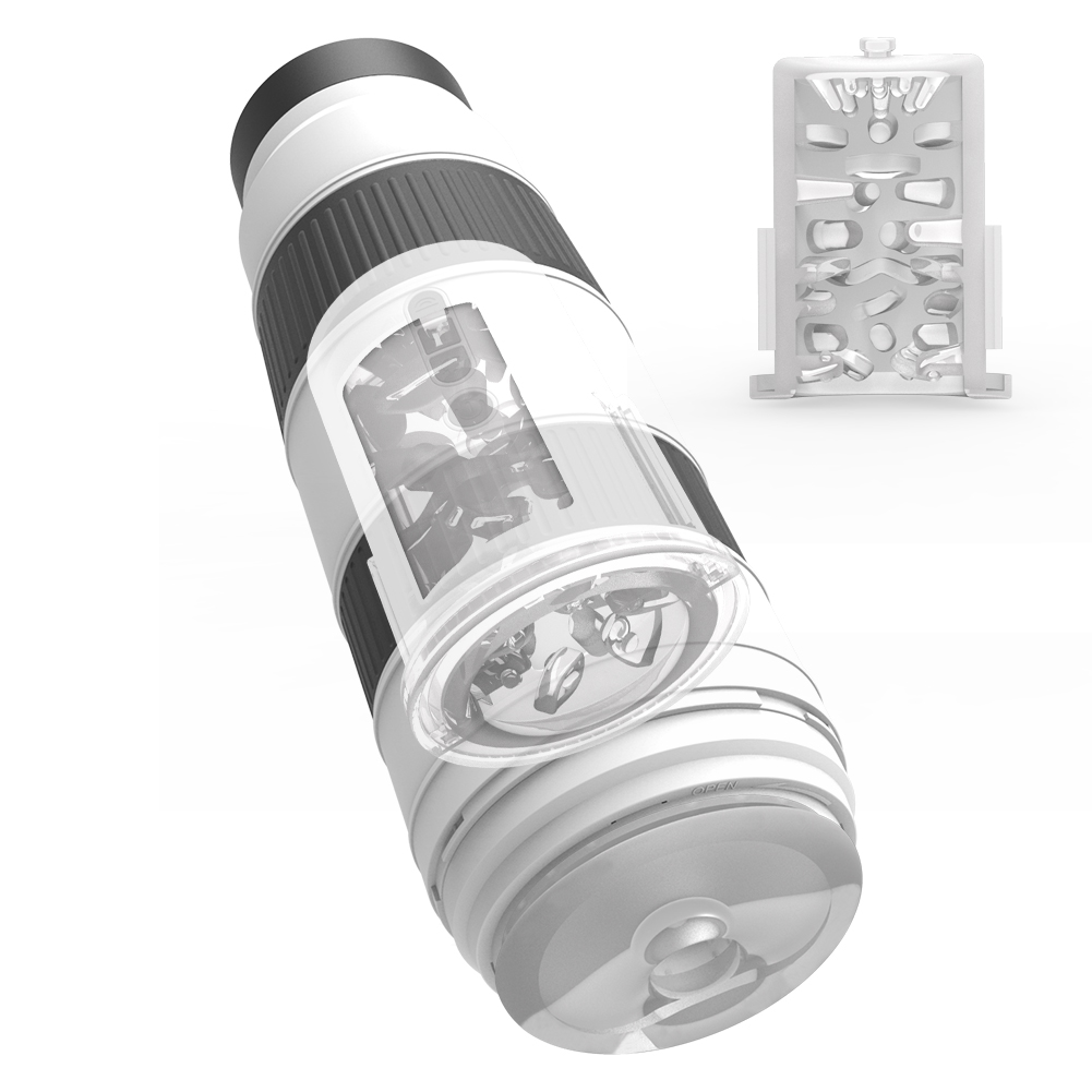 Masturbador masculino interactivo con funciones de rotaci&oacute;n y vibraci&oacute;n.