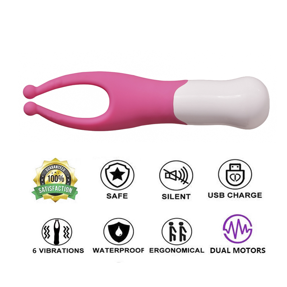 Vibrador de silicona de doble punto de contacto en forma de U