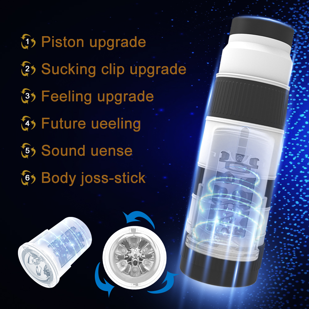 Masturbador masculino interactivo con funciones de rotaci&oacute;n y vibraci&oacute;n.