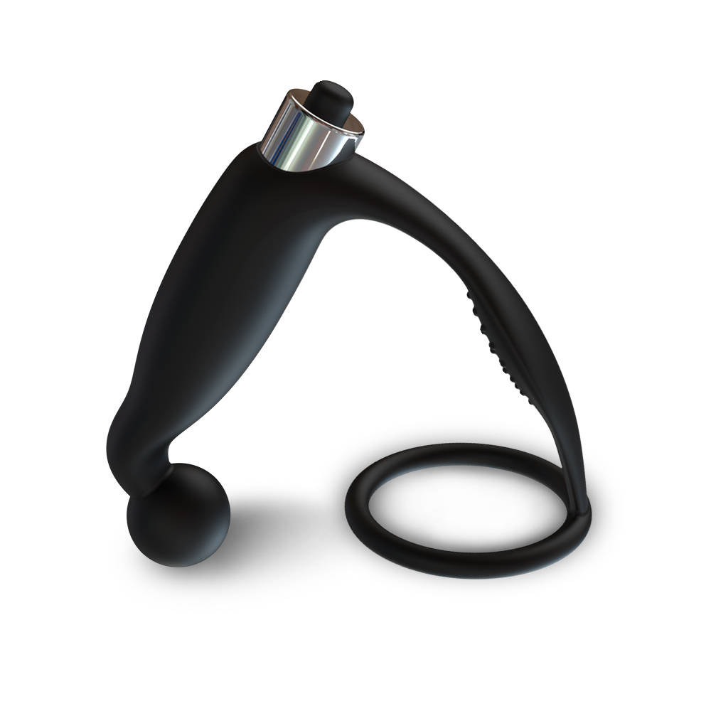 Masajeador de pr&oacute;stata vibratorio con tap&oacute;n anal con anillo para el pene